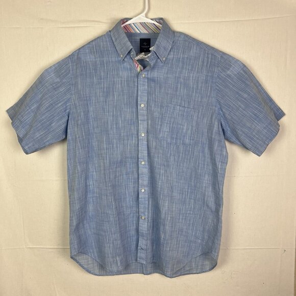 TailorBryd 100% Cotton Short Sleeve Button‎ Down Shirt Blue Men’s XL - Picture 1 of 11
